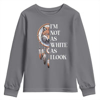 Native Americans Youth Sweatshirt I'm Not As White As I Look Vintage Wolf Dreamcatcher - Wonder Print Shop