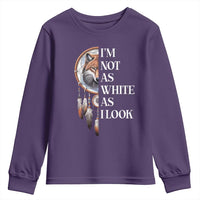 Native Americans Youth Sweatshirt I'm Not As White As I Look Vintage Wolf Dreamcatcher - Wonder Print Shop