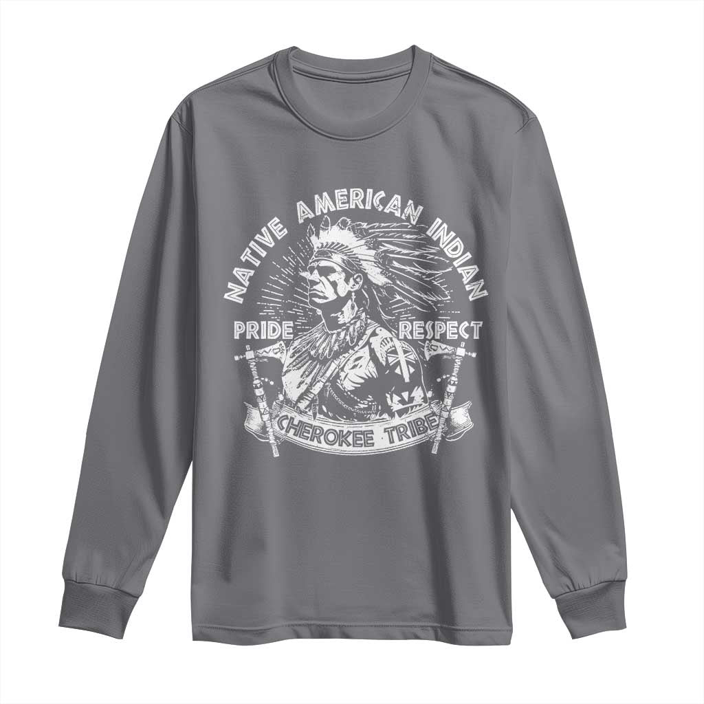 Cherokee Tribe Long Sleeve Shirt Native American Indian Pride Respect Axe - Wonder Print Shop
