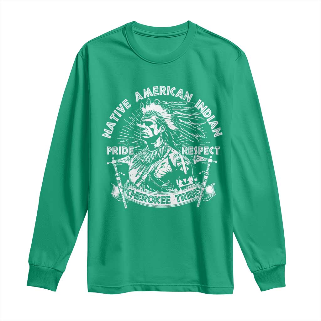 Cherokee Tribe Long Sleeve Shirt Native American Indian Pride Respect Axe - Wonder Print Shop