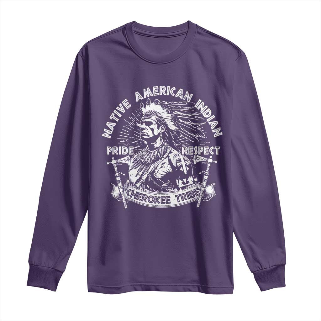 Cherokee Tribe Long Sleeve Shirt Native American Indian Pride Respect Axe - Wonder Print Shop
