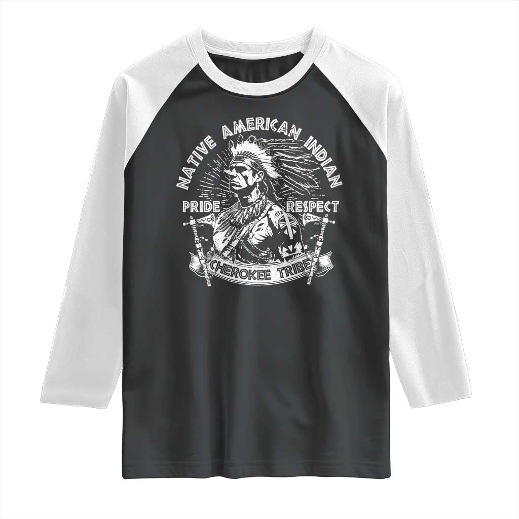 Cherokee Tribe Raglan Shirt Native American Indian Pride Respect Axe - Wonder Print Shop