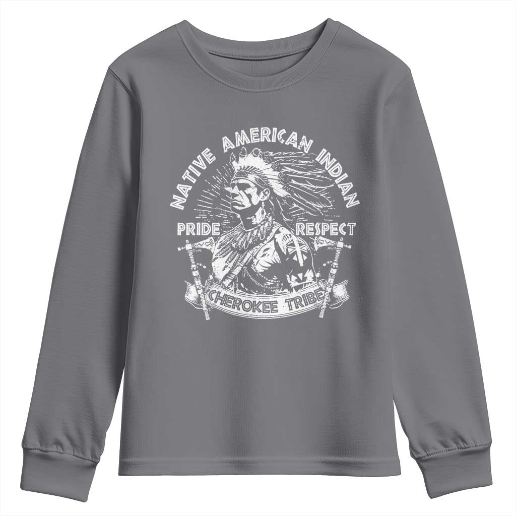 Cherokee Tribe Youth Sweatshirt Native American Indian Pride Respect Axe - Wonder Print Shop
