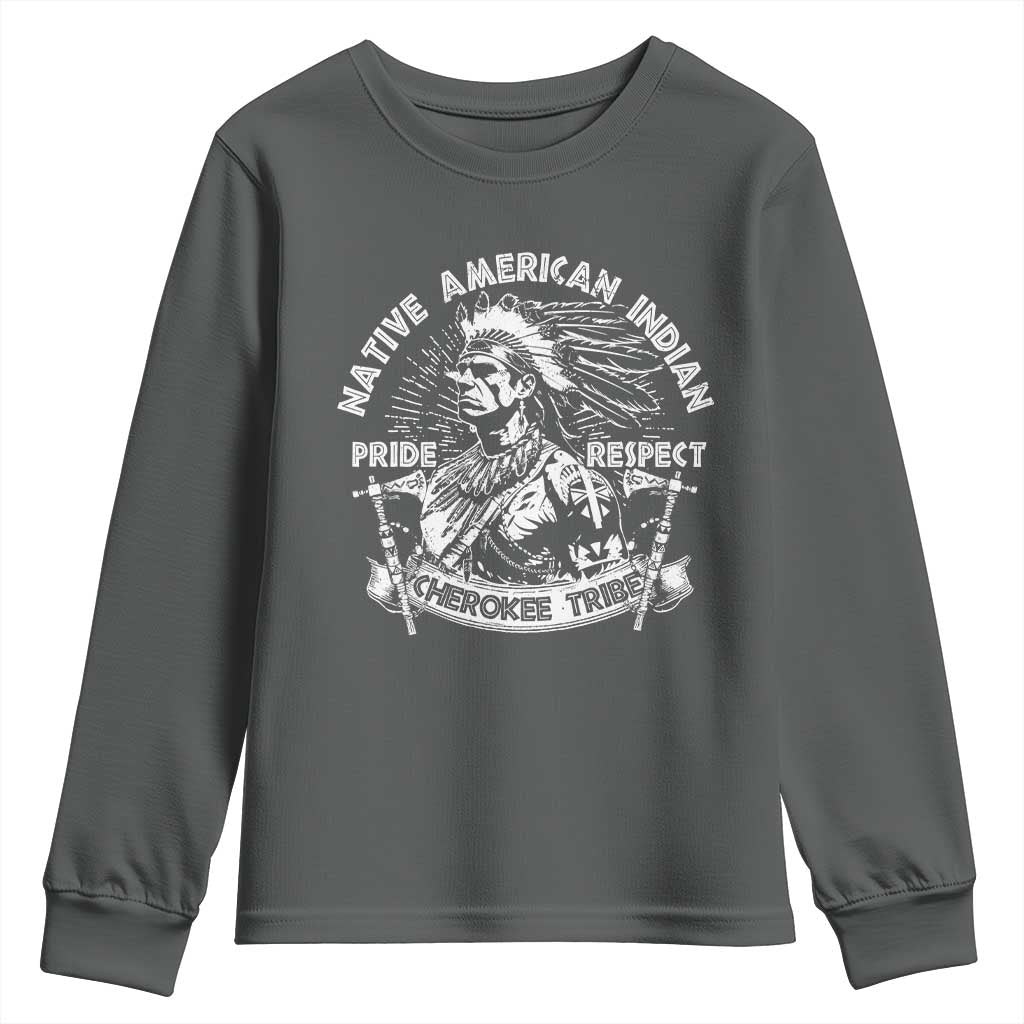 Cherokee Tribe Youth Sweatshirt Native American Indian Pride Respect Axe - Wonder Print Shop
