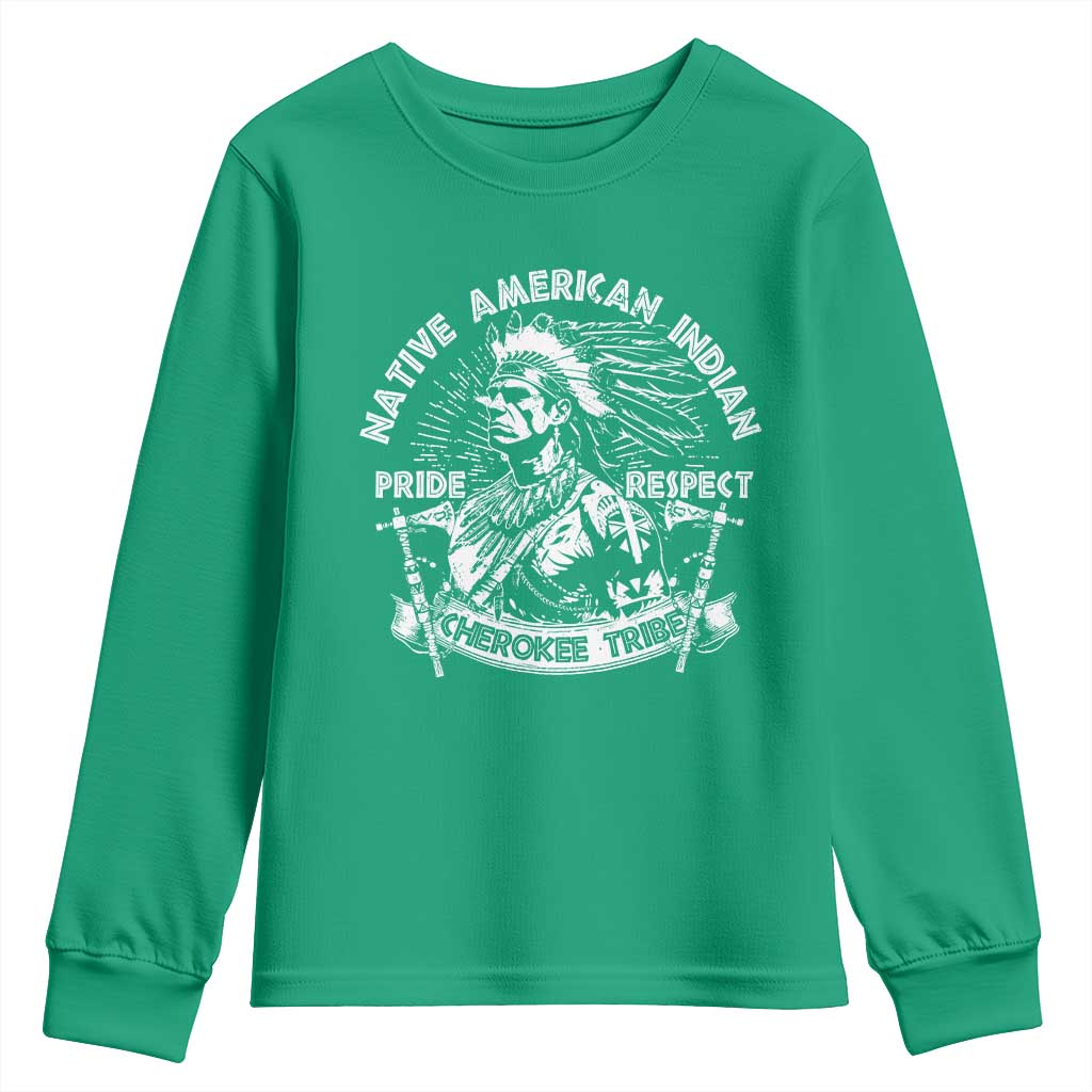 Cherokee Tribe Youth Sweatshirt Native American Indian Pride Respect Axe - Wonder Print Shop