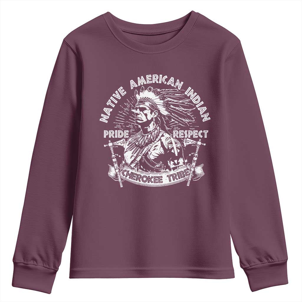 Cherokee Tribe Youth Sweatshirt Native American Indian Pride Respect Axe - Wonder Print Shop