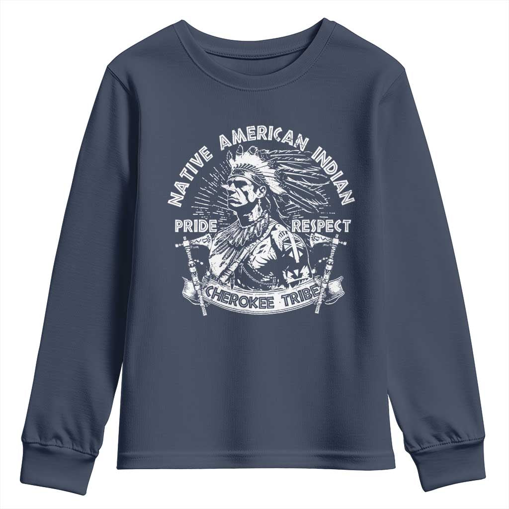 Cherokee Tribe Youth Sweatshirt Native American Indian Pride Respect Axe - Wonder Print Shop