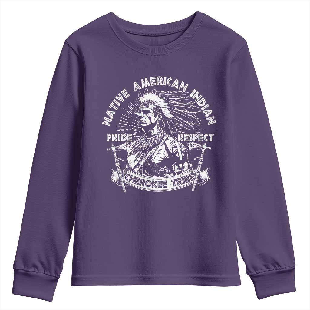 Cherokee Tribe Youth Sweatshirt Native American Indian Pride Respect Axe - Wonder Print Shop