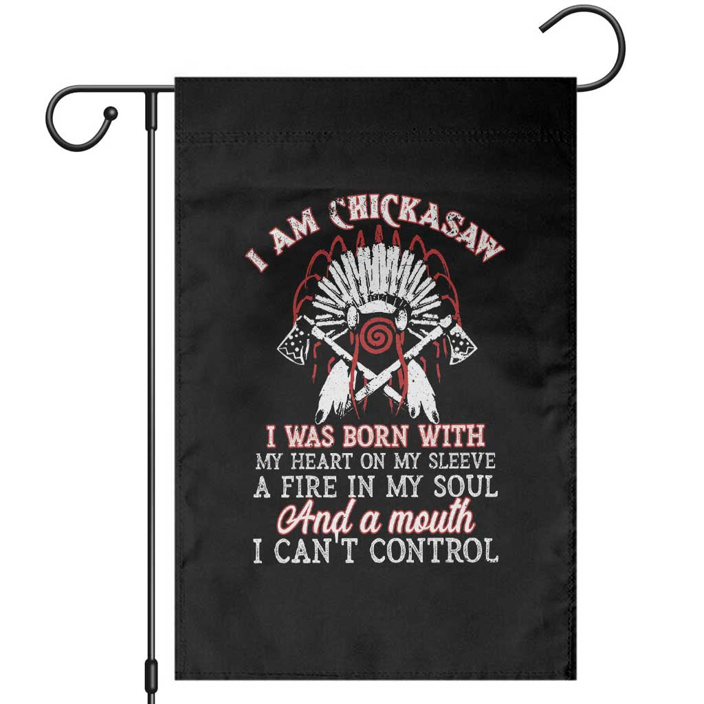 Chickasaw Indians Garden Flag I Am Chickasaw I Was Born With My Heart On My Sleeve War Bonnet - Wonder Print Shop