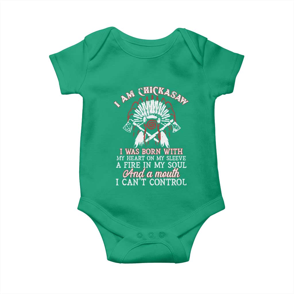 Chickasaw Indians Baby Onesie I Am Chickasaw I Was Born With My Heart On My Sleeve War Bonnet - Wonder Print Shop