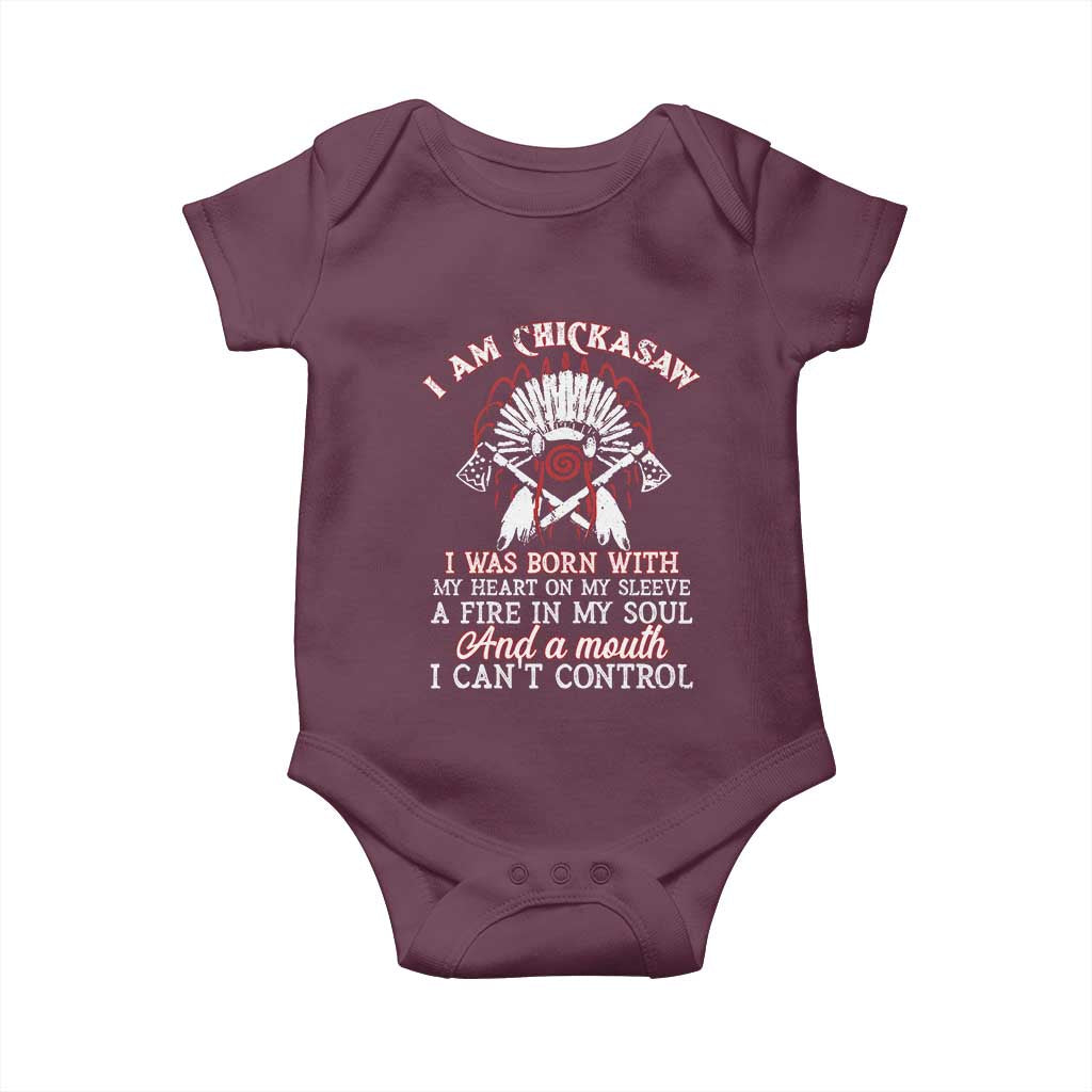 Chickasaw Indians Baby Onesie I Am Chickasaw I Was Born With My Heart On My Sleeve War Bonnet - Wonder Print Shop