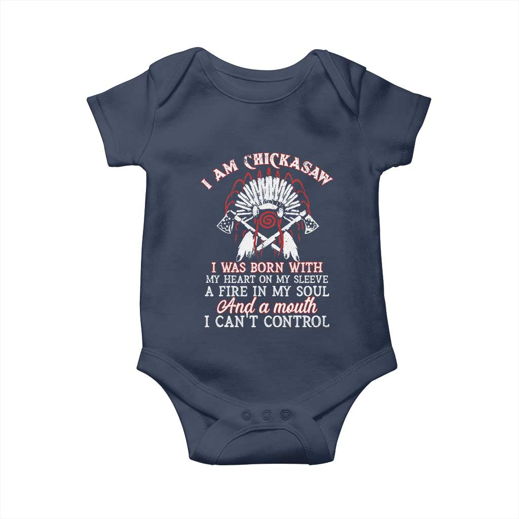 Chickasaw Indians Baby Onesie I Am Chickasaw I Was Born With My Heart On My Sleeve War Bonnet - Wonder Print Shop