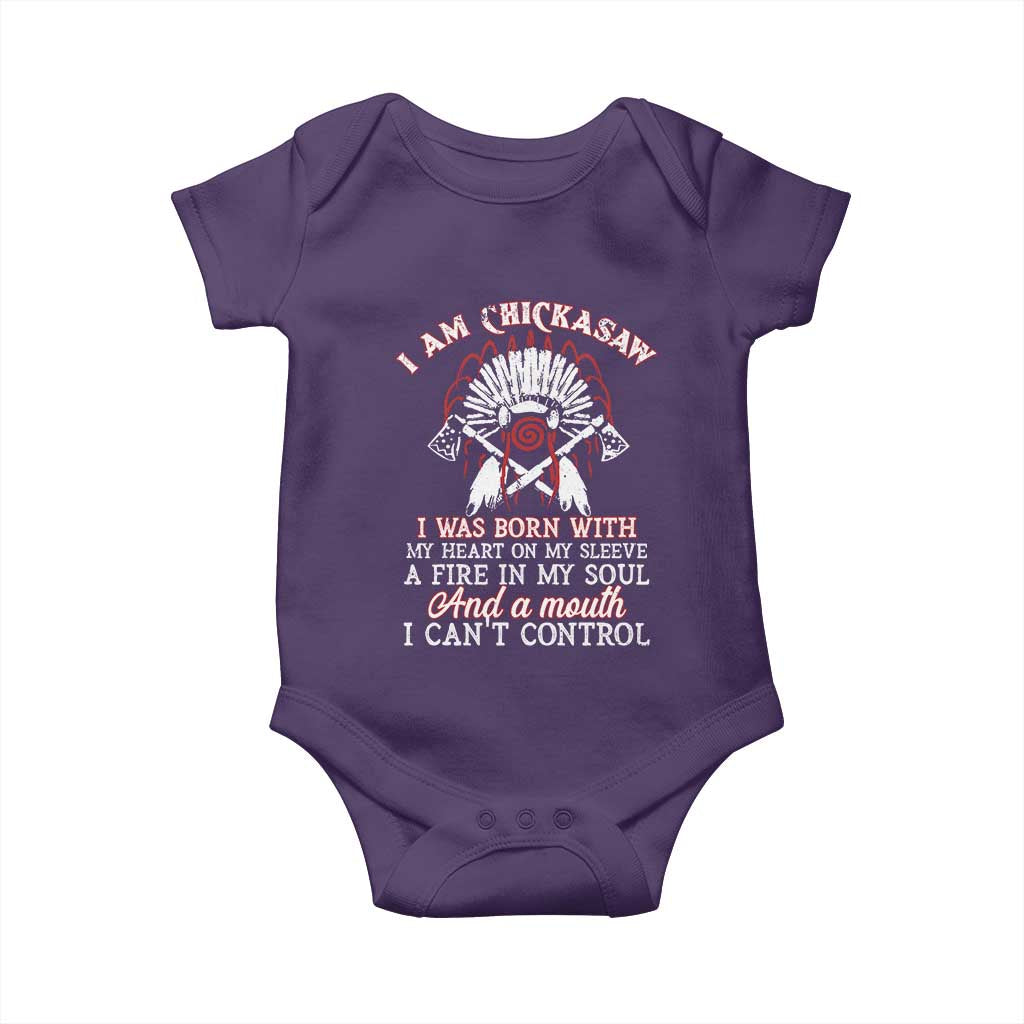 Chickasaw Indians Baby Onesie I Am Chickasaw I Was Born With My Heart On My Sleeve War Bonnet - Wonder Print Shop