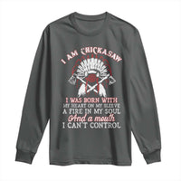 Chickasaw Indians Long Sleeve Shirt I Am Chickasaw I Was Born With My Heart On My Sleeve War Bonnet - Wonder Print Shop