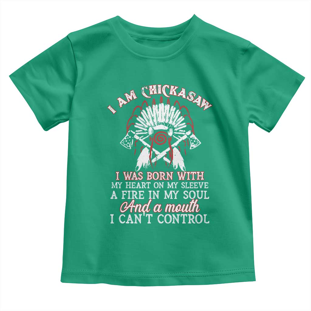 Chickasaw Indians Toddler T Shirt I Am Chickasaw I Was Born With My Heart On My Sleeve War Bonnet - Wonder Print Shop