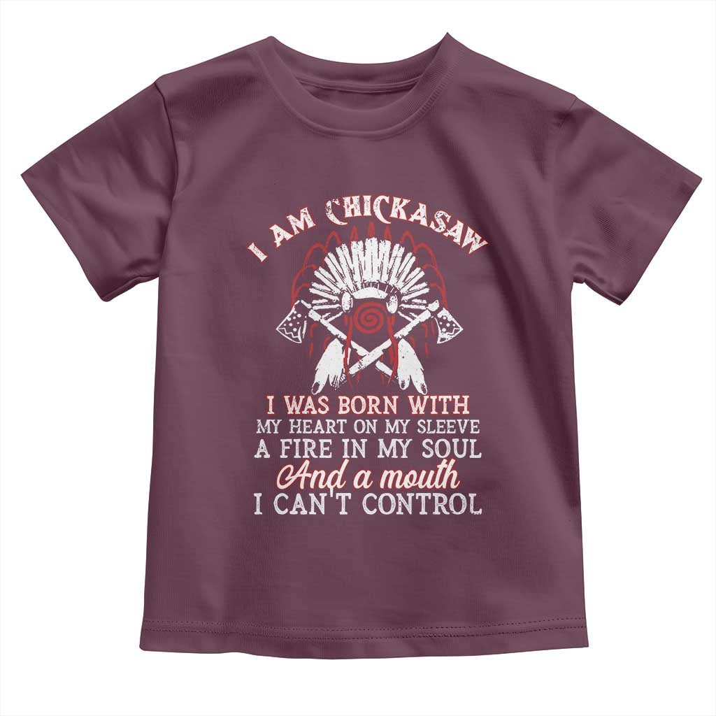 Chickasaw Indians Toddler T Shirt I Am Chickasaw I Was Born With My Heart On My Sleeve War Bonnet - Wonder Print Shop