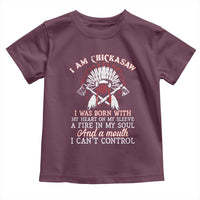 Chickasaw Indians Toddler T Shirt I Am Chickasaw I Was Born With My Heart On My Sleeve War Bonnet - Wonder Print Shop
