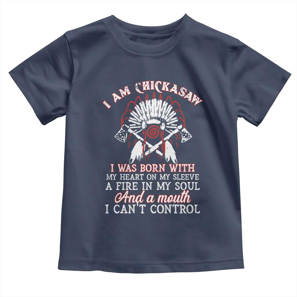 Chickasaw Indians Toddler T Shirt I Am Chickasaw I Was Born With My Heart On My Sleeve War Bonnet - Wonder Print Shop