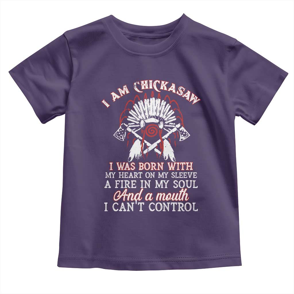 Chickasaw Indians Toddler T Shirt I Am Chickasaw I Was Born With My Heart On My Sleeve War Bonnet - Wonder Print Shop