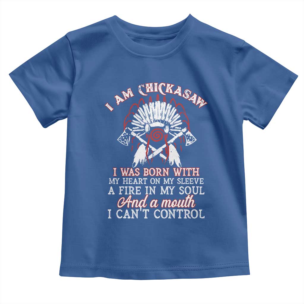 Chickasaw Indians Toddler T Shirt I Am Chickasaw I Was Born With My Heart On My Sleeve War Bonnet - Wonder Print Shop