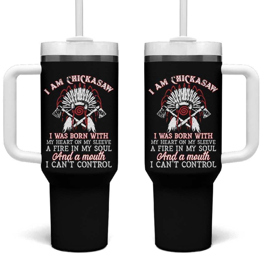 Chickasaw Indians Tumbler With Handle I Am Chickasaw I Was Born With My Heart On My Sleeve War Bonnet - Wonder Print Shop