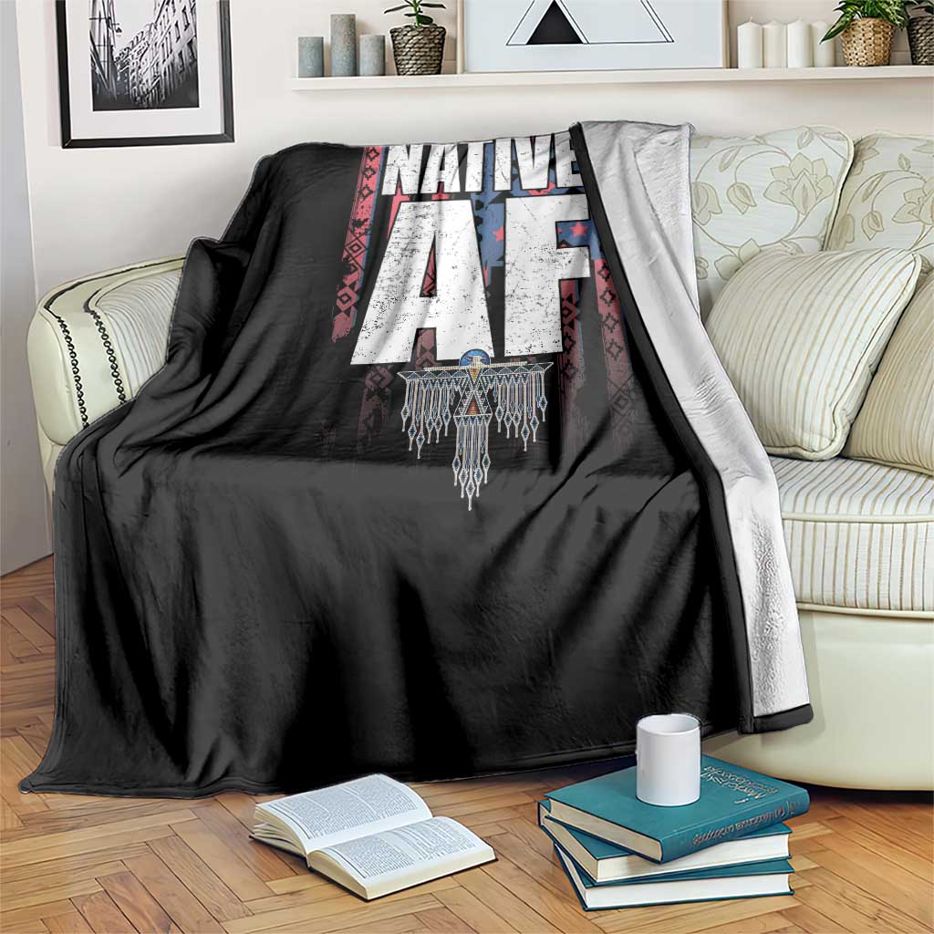 Native American Indian Throw Blanket Native AF Indigenous Vintage Thunderbird - Wonder Print Shop