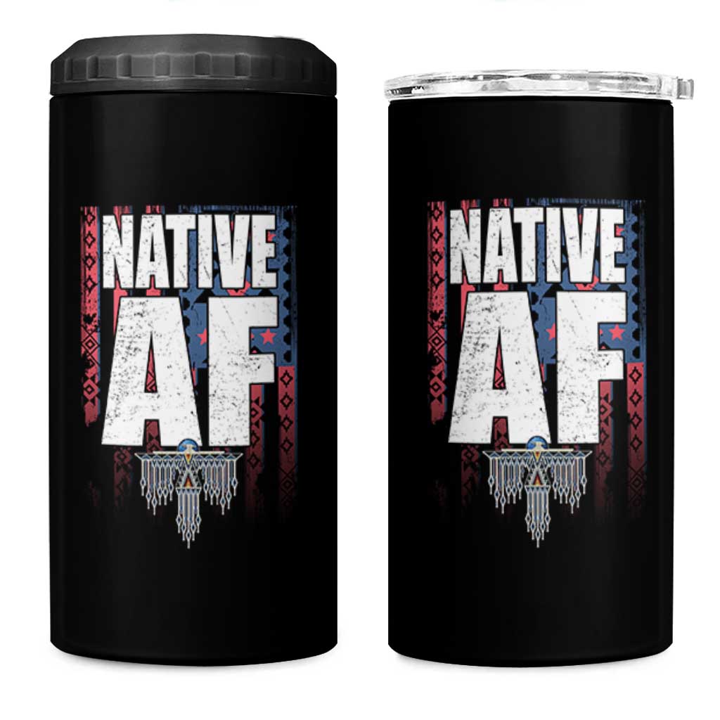 Native American Indian 4 in 1 Can Cooler Tumbler Native AF Indigenous Vintage Thunderbird - Wonder Print Shop
