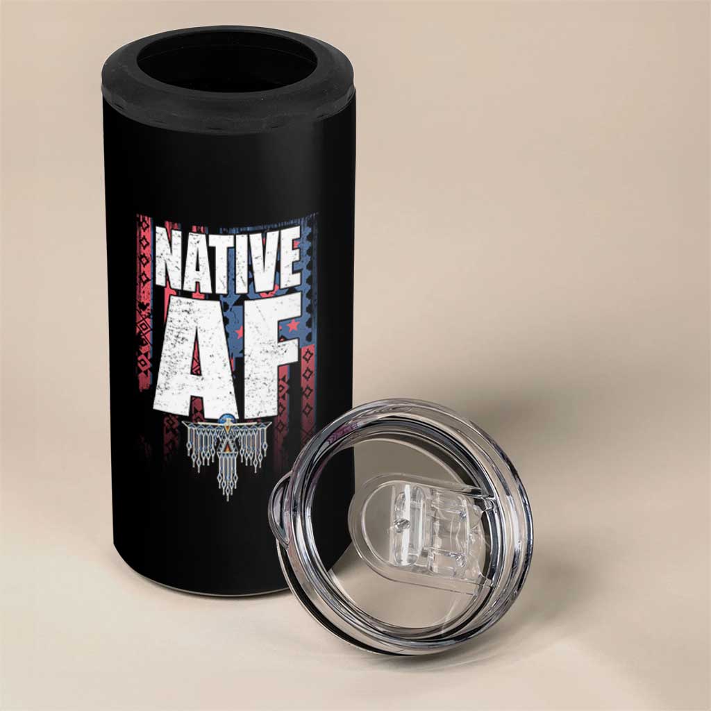 Native American Indian 4 in 1 Can Cooler Tumbler Native AF Indigenous Vintage Thunderbird - Wonder Print Shop
