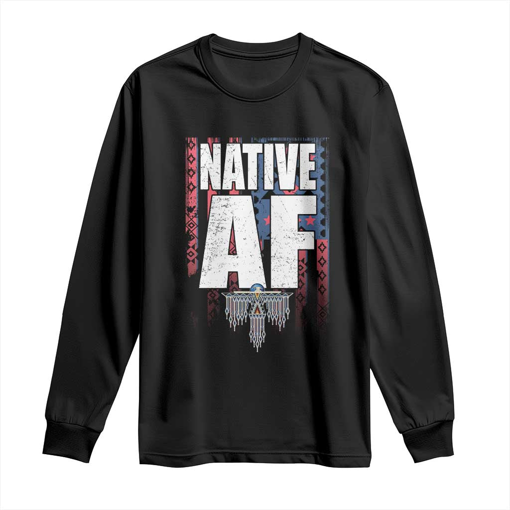 Native American Indian Long Sleeve Shirt Native AF Indigenous Vintage Thunderbird - Wonder Print Shop