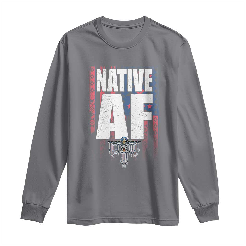 Native American Indian Long Sleeve Shirt Native AF Indigenous Vintage Thunderbird - Wonder Print Shop