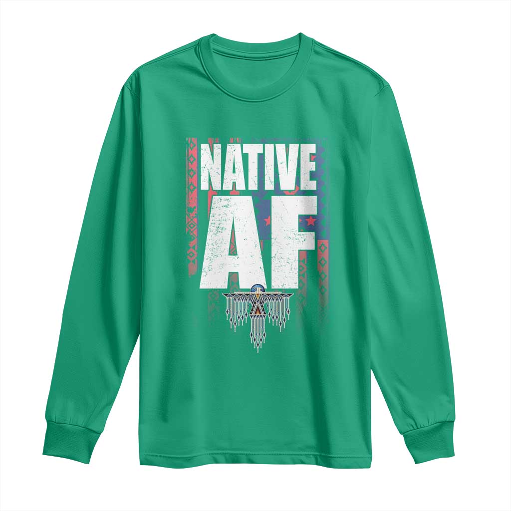 Native American Indian Long Sleeve Shirt Native AF Indigenous Vintage Thunderbird - Wonder Print Shop