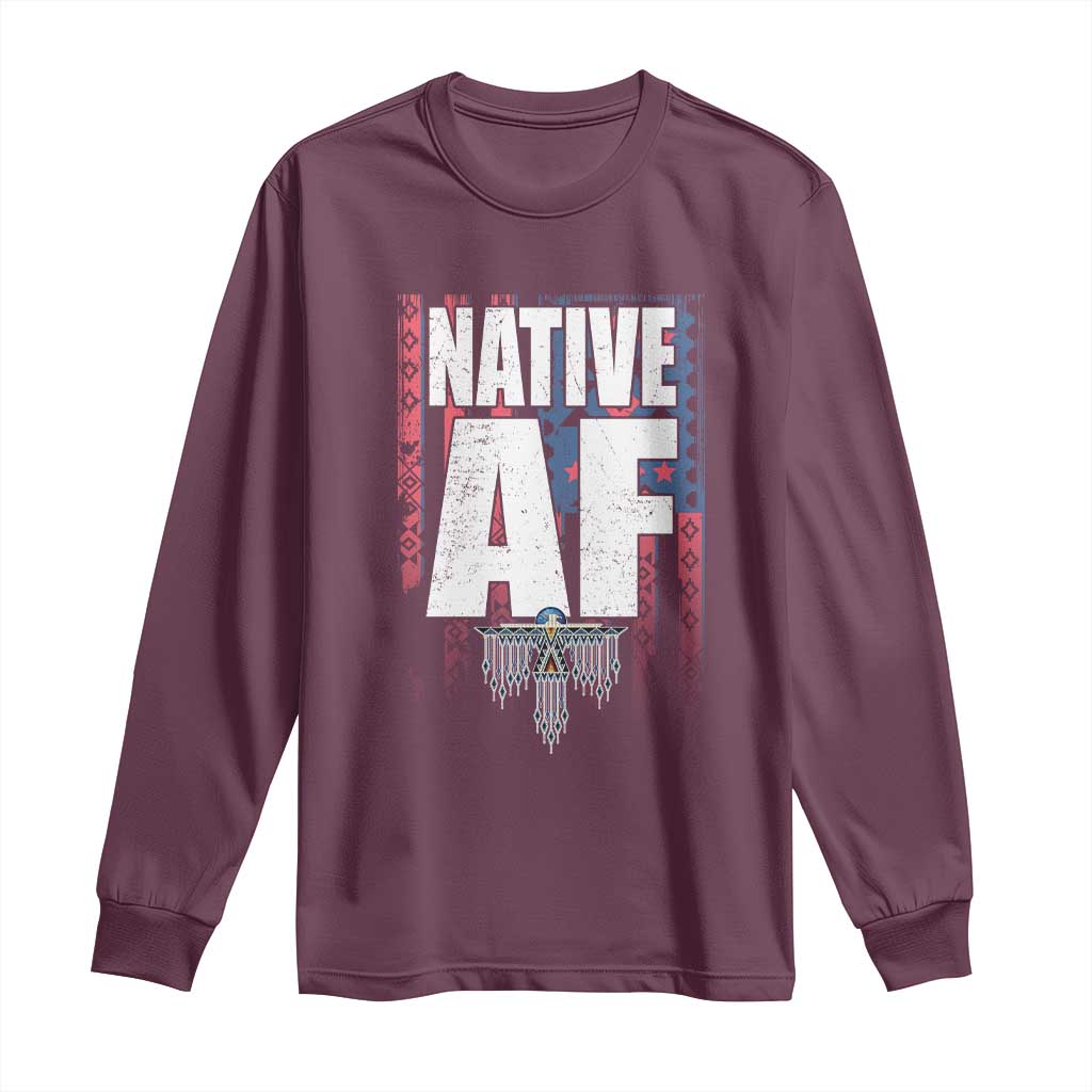 Native American Indian Long Sleeve Shirt Native AF Indigenous Vintage Thunderbird - Wonder Print Shop