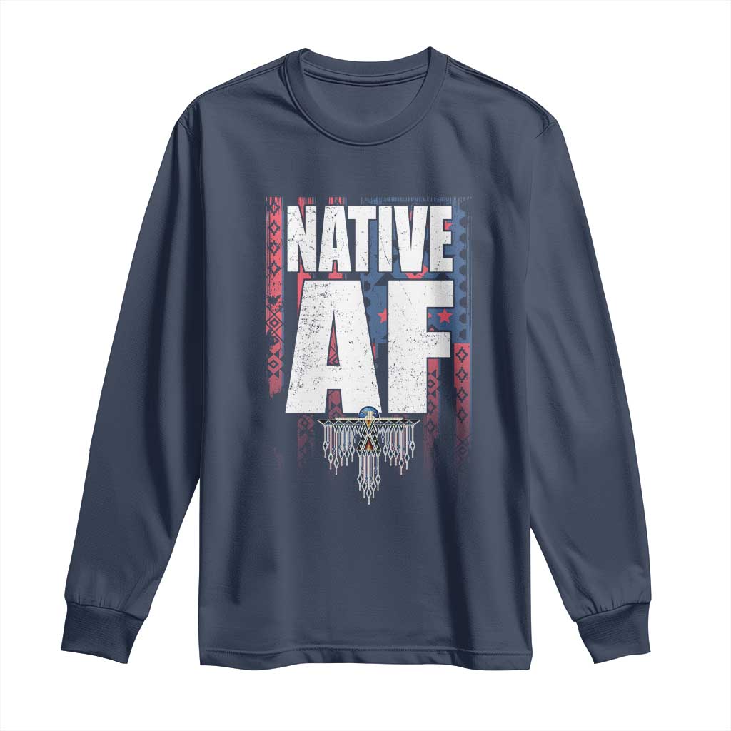Native American Indian Long Sleeve Shirt Native AF Indigenous Vintage Thunderbird - Wonder Print Shop