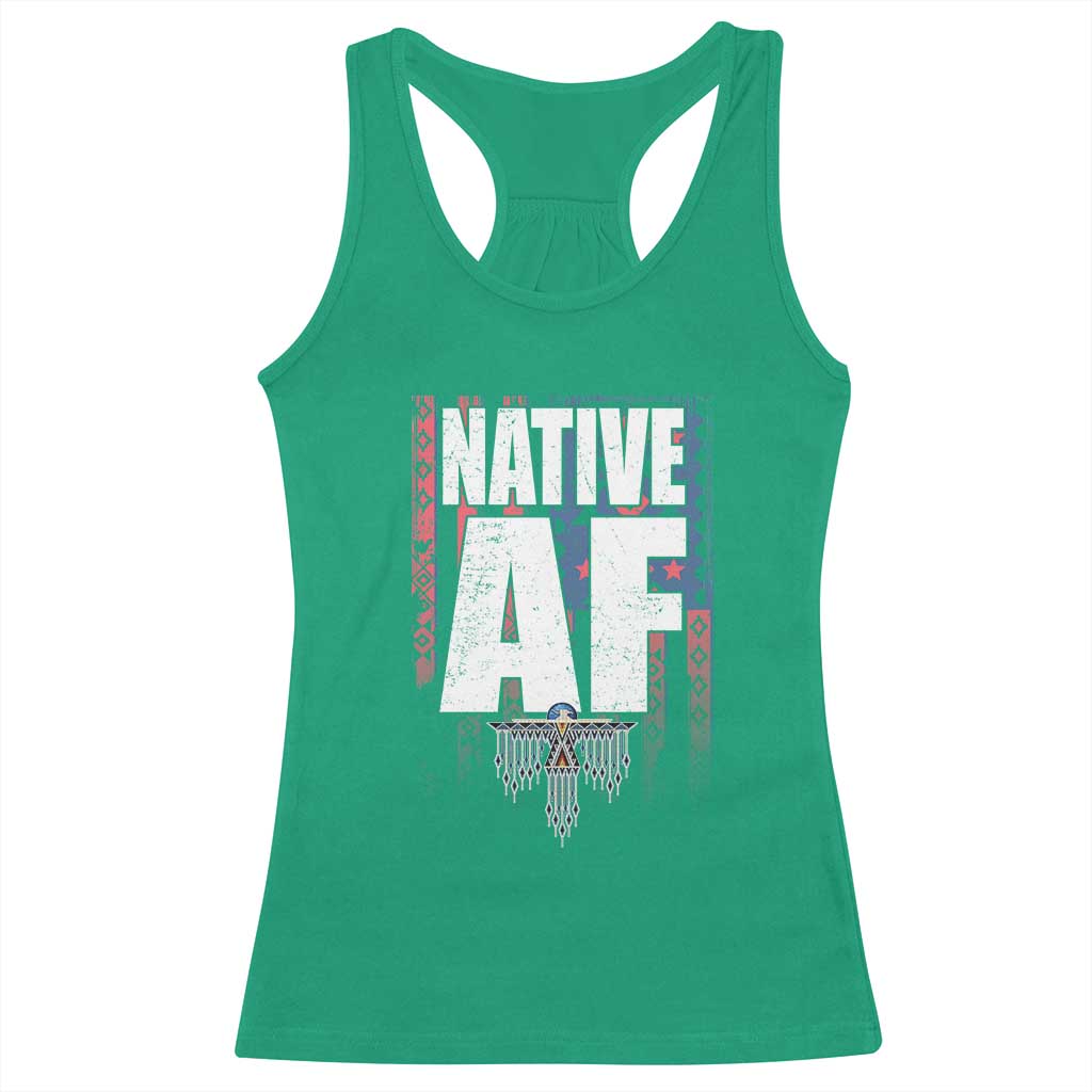 Native American Indian Racerback Tank Top Native AF Indigenous Vintage Thunderbird - Wonder Print Shop