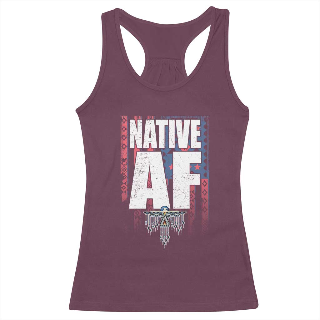 Native American Indian Racerback Tank Top Native AF Indigenous Vintage Thunderbird - Wonder Print Shop