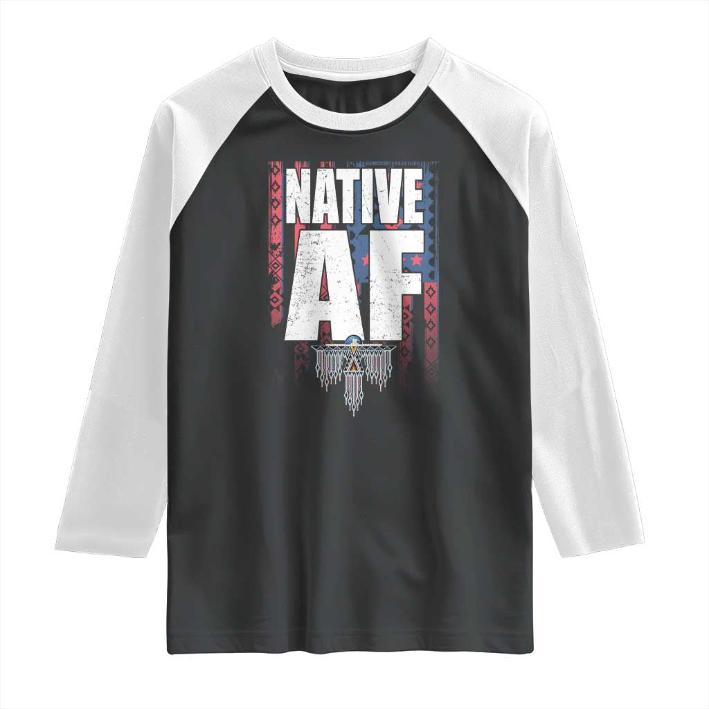 Native American Indian Raglan Shirt Native AF Indigenous Vintage Thunderbird - Wonder Print Shop