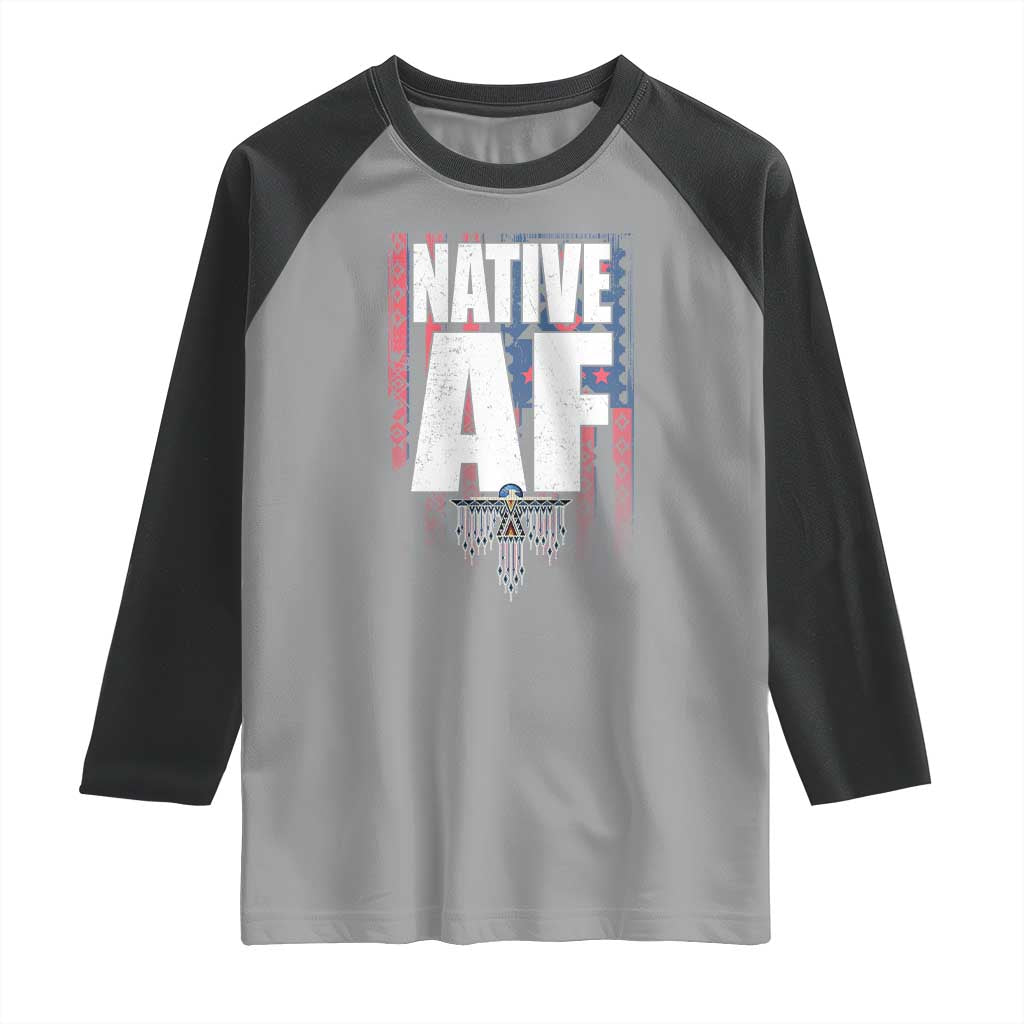 Native American Indian Raglan Shirt Native AF Indigenous Vintage Thunderbird - Wonder Print Shop