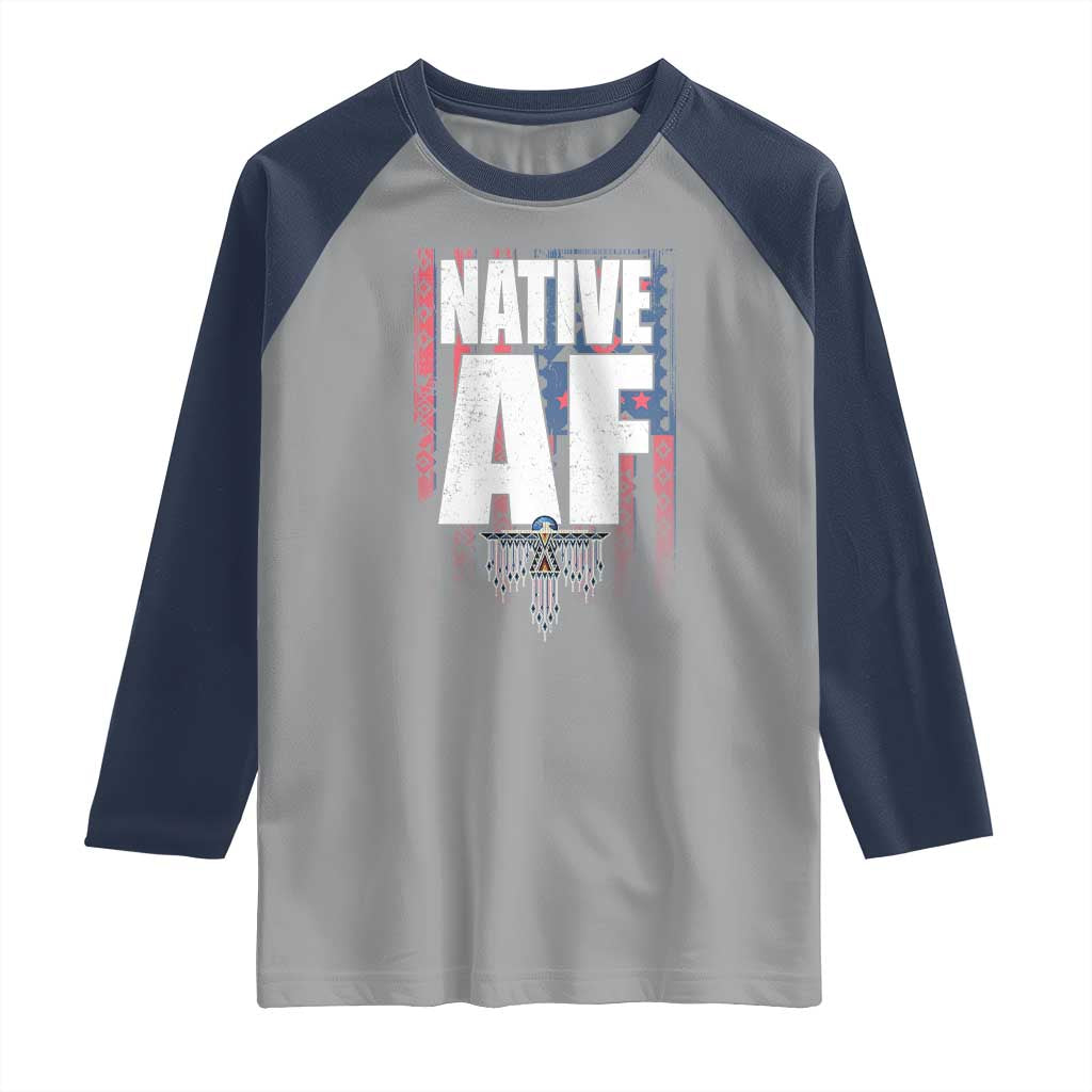 Native American Indian Raglan Shirt Native AF Indigenous Vintage Thunderbird - Wonder Print Shop