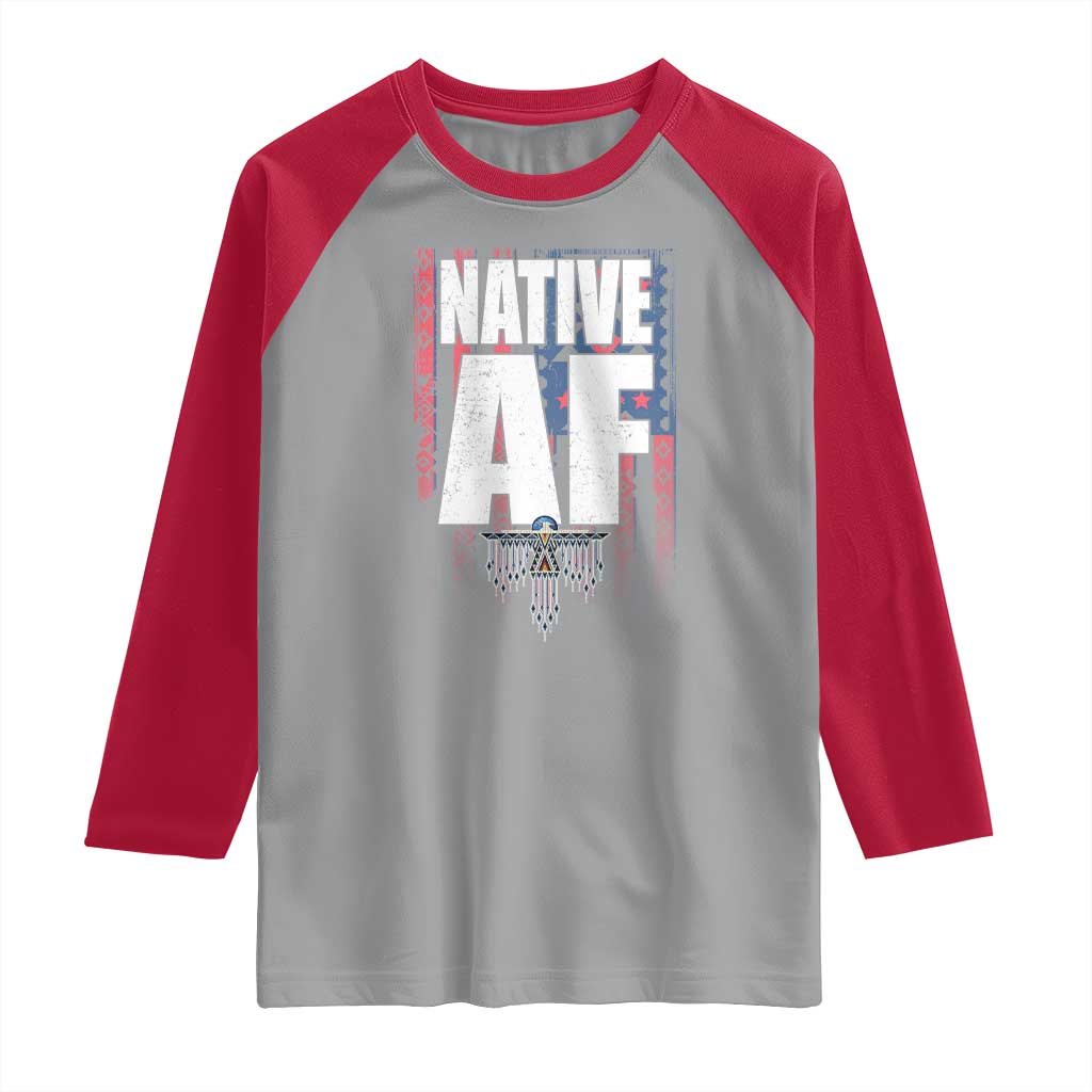 Native American Indian Raglan Shirt Native AF Indigenous Vintage Thunderbird - Wonder Print Shop