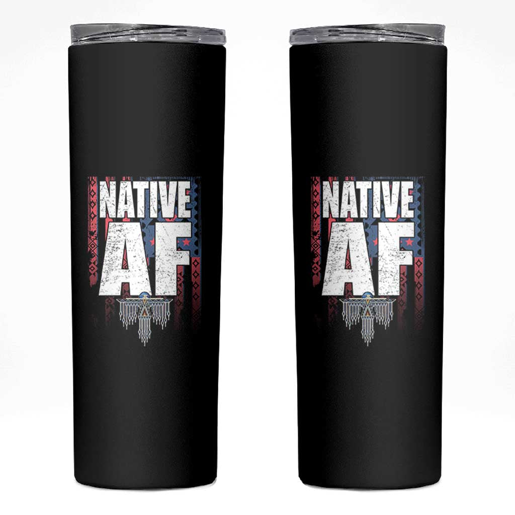 Native American Indian Skinny Tumbler Native AF Indigenous Vintage Thunderbird - Wonder Print Shop