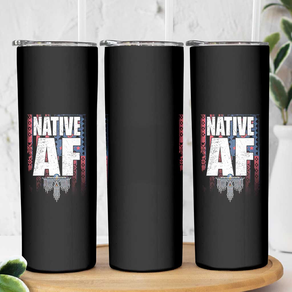 Native American Indian Skinny Tumbler Native AF Indigenous Vintage Thunderbird - Wonder Print Shop