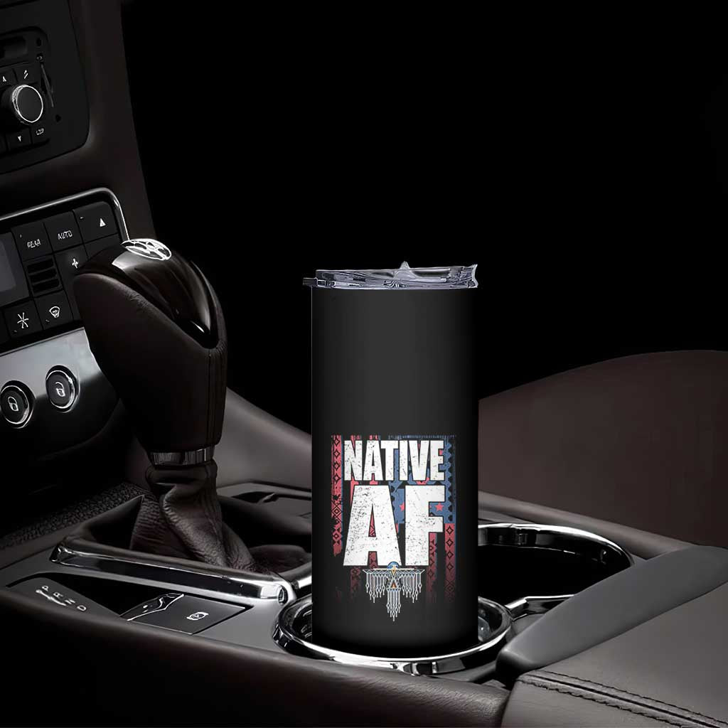 Native American Indian Skinny Tumbler Native AF Indigenous Vintage Thunderbird - Wonder Print Shop