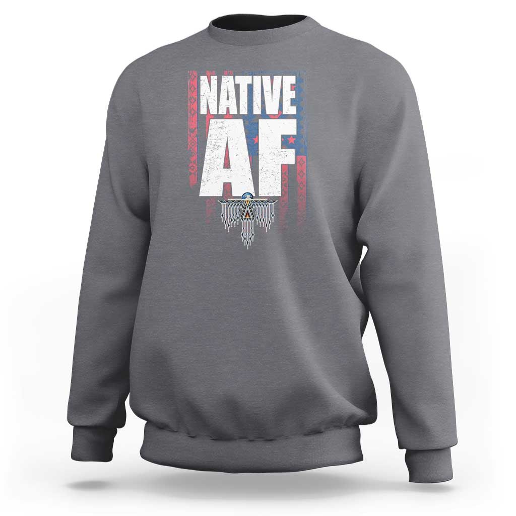 Native American Indian Sweatshirt Native AF Indigenous Vintage Thunderbird - Wonder Print Shop