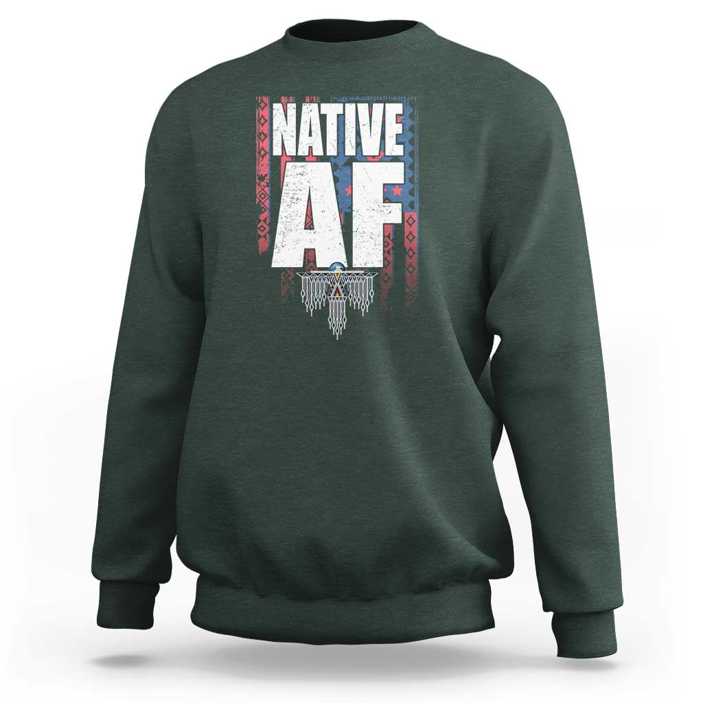 Native American Indian Sweatshirt Native AF Indigenous Vintage Thunderbird - Wonder Print Shop