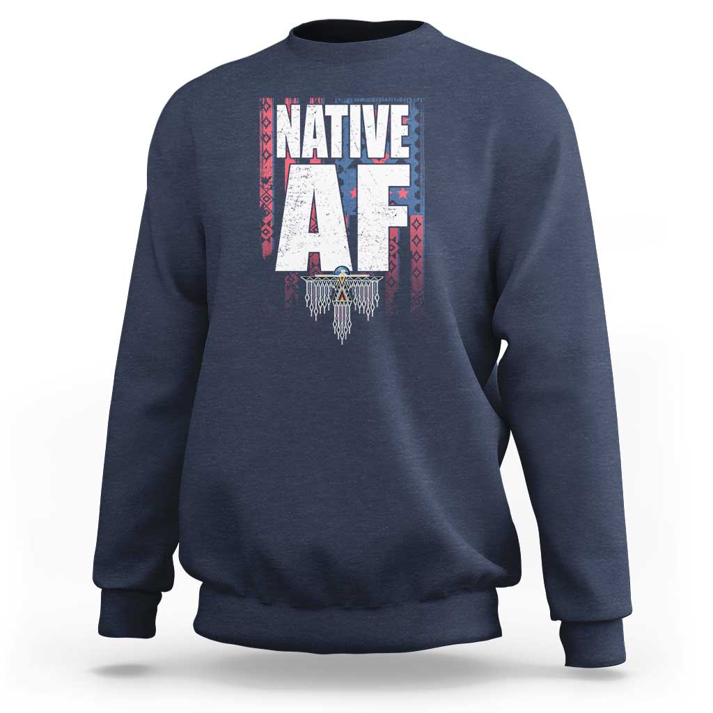 Native American Indian Sweatshirt Native AF Indigenous Vintage Thunderbird - Wonder Print Shop