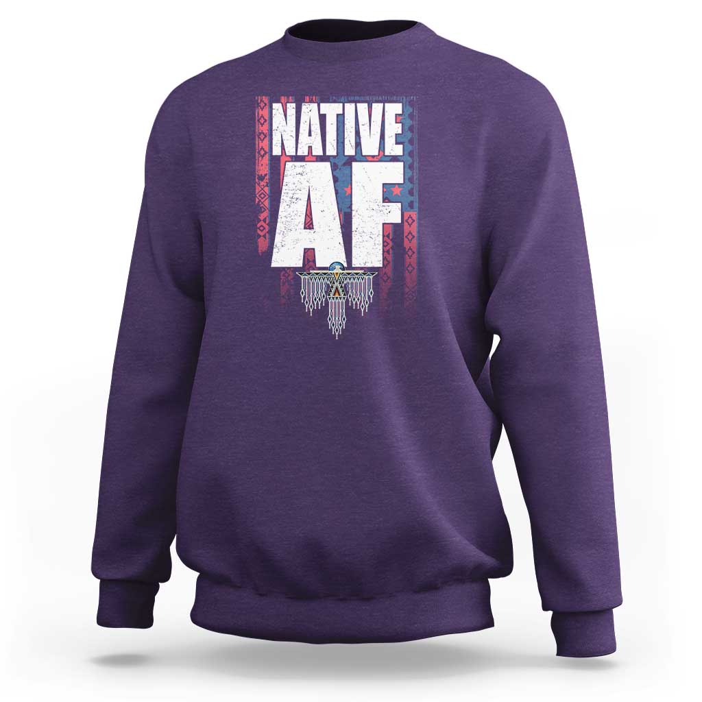 Native American Indian Sweatshirt Native AF Indigenous Vintage Thunderbird - Wonder Print Shop