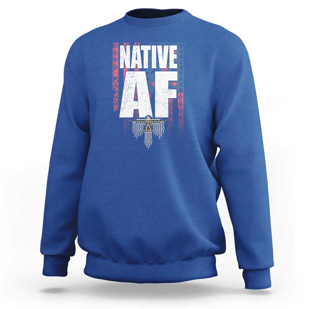Native American Indian Sweatshirt Native AF Indigenous Vintage Thunderbird - Wonder Print Shop