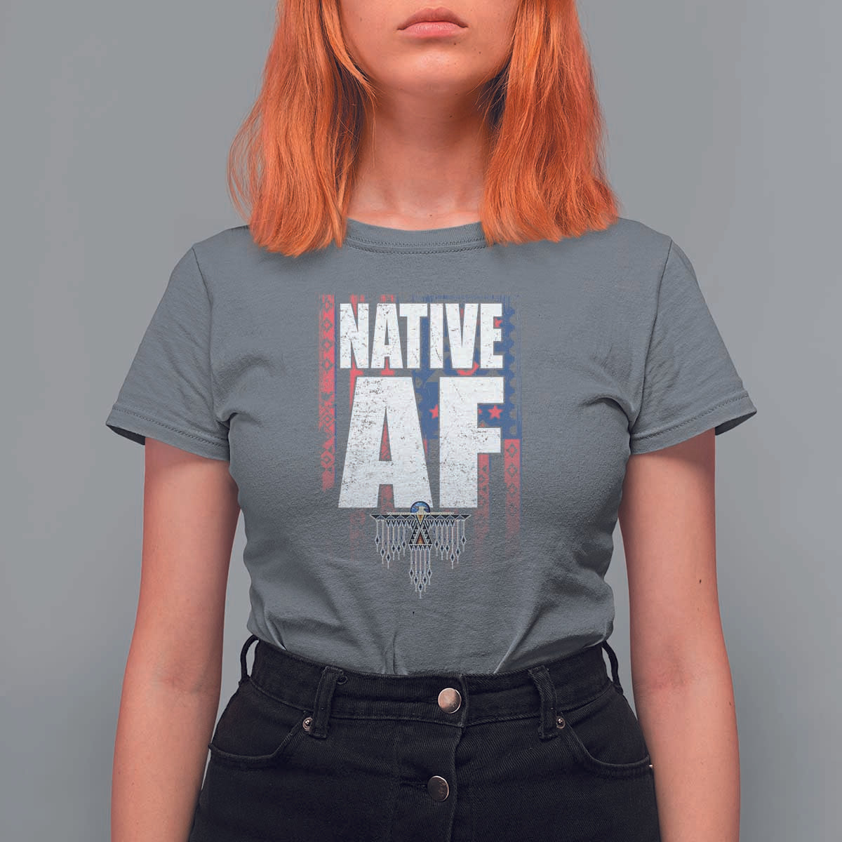 Native American Indian T Shirt For Women Native AF Indigenous Vintage Thunderbird - Wonder Print Shop