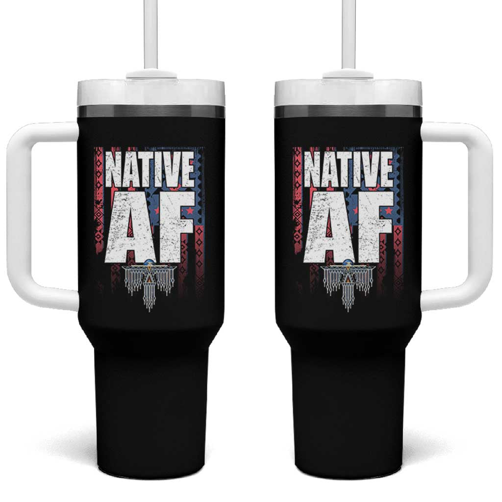 Native American Indian Tumbler With Handle Native AF Indigenous Vintage Thunderbird - Wonder Print Shop