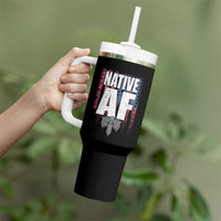 Native American Indian Tumbler With Handle Native AF Indigenous Vintage Thunderbird - Wonder Print Shop